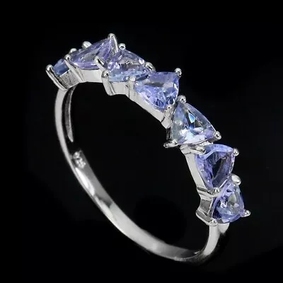 Ring Blue Tanzanite Genuine Mined Gems Solid Sterling Silver R 1/2 US 9 • £69.99