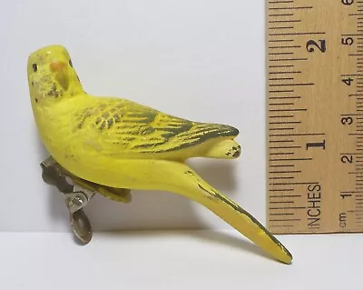 Vintage Bisque Ceramic Clip On Bird Christmas Ornament Yellow Parakeet Japan • $24.95