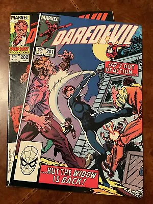 Lot Of 2 Marvel Daredevil #201 & 202 Bonze Comic Books 1983-1984 Byrne Cover Art • $0.99