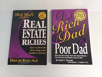2x Book Bundle Rich Dad Poor Dad & Real Estate Riches Robert Kiyosaki Property  • $12.50