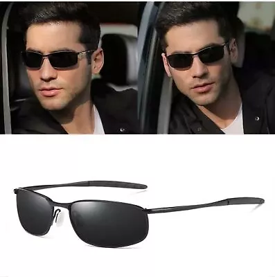 Mens Polarized Pilot Mirrored Sunglasses Driving Outdoor Sports Glasses UV400 • £6.99