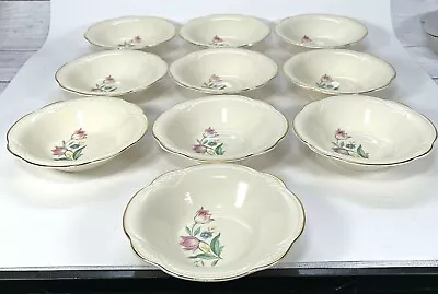 Vintage Homer Laughlin Berry Bowls Marigold Tulips Dessert 5  Lot Of 10 USA • $49.97