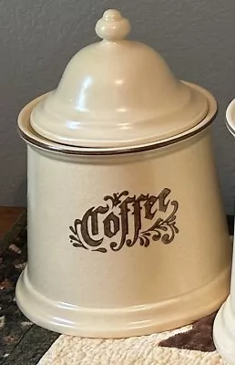 Vintage Pfaltzgraff VILLAGE PATTERN Stoneware Coffee Canister Has Crazing • $10