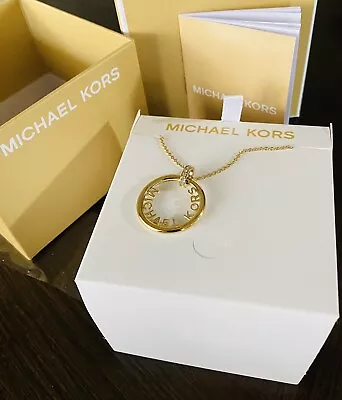 Brand New Michael Kors Necklace Gold Tone Steel Logo • $44.99