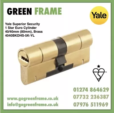 YALE 1 Star Euro Cylinder Lock Anti Snap 40/40mm (80mm) 4040BKDHS-5K-YL • £13.80