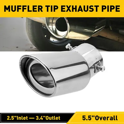 Universal Car Muffler Tip Exhaust Pipe Stainless Steel Round Tail Throat Chrome • $12.99