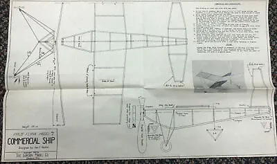 $15 • Buy 1934 Prize Flying Model 2 Commercial Ship Blueprint Instructions Model Plane