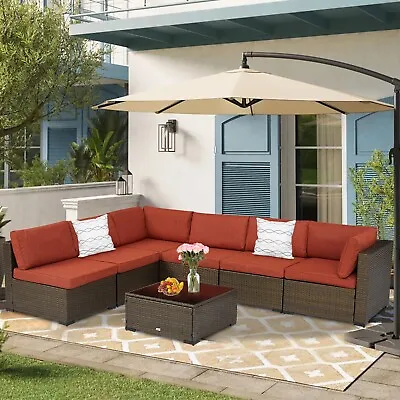 7PCS Outdoor Sectional Sofa Set Rattan Wicker Couch Garden Patio Furniture • $549.99