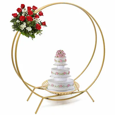 80cm GOLD Metal Double Hoop Cake Stand Holder Arch Table Centerpiece Wedding UK • £32