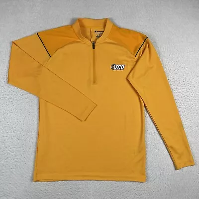 VCU Rams Shirt Mens Medium Gold Pullover Champion 1/4 Zip Gym College NCAA • $14