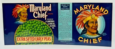 Maryland Chief Brand Extra Sifted Early Peas Label • $9.95