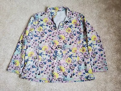 Womens Cotton Traders Fleece Style Floral Jumper Size 22 • £5