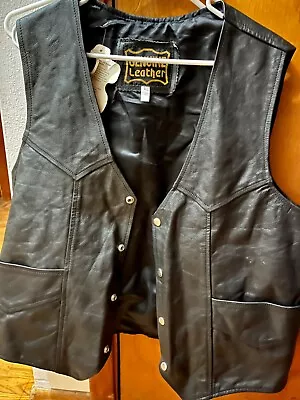 Vintage Black GENUINE LEATHER Vest Size: XL Men’s Biker Motorcycle • $19.99