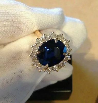 3.00CT Oval Cut Lab-Created Sapphire Halo Engagement Ring 14K Yellow Gold Plated • $108.21