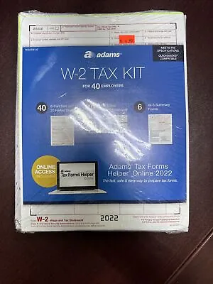 Adams 2022 40 Employees W-2 Tax Kit 6-Part Set Envelopes & W-3 Summary Forms • $4.99