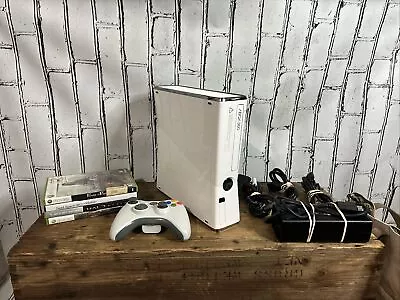 Xbox 360 S Slim Special Edition WHITE 4GB Console + 320GB 4 Game Bundle TESTED! • $134.99