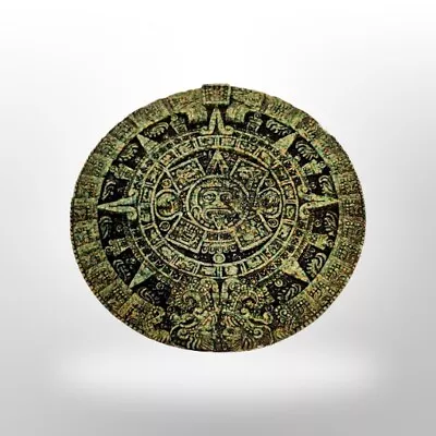 Vintage Zarebski Aztec Mayan Calendar Sun Stone Malachite Green 11   Wall Plaque • $56.95