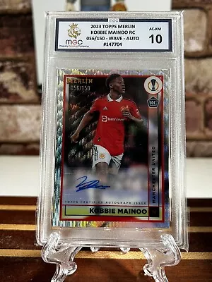 Kobbie Mainoo Topps Merlin Auto Rookie Football Card 056/150 Man Utd Mgc 10 • £395