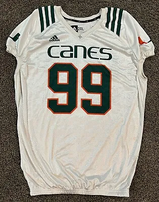 Ncaa Miami Hurricanes Game Practice Used Worn Issued Jersey Adidas Size 2xl #99 • $79.99