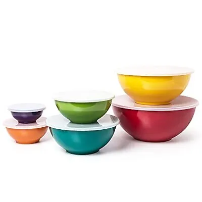 6piece Nesting Melamine Mixing Bowl Set With Lids Multicolor • $45.26