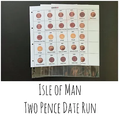 Isle Of Man Date Run Coin Collector's Folder Inserts Covering 2p • £6