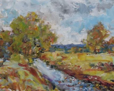 Art Oil Painting RM Mortensen Landscape  The Summer Pasture  Clouds Trees • $29.99