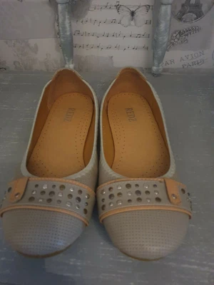 £8.49 • Buy Redz Grey Tan Studded Ballet Pumps Size 5 Summer Spring Style Neutral
