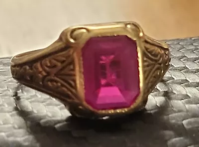 Mens Antique Gold Ruby Ring 14k Yellow Size Appx. 10 • $1100