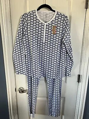 NEW Roller Rabbit Pajamas Women’s M Roberta Elephant Blue White Pima Cotton • $109.99