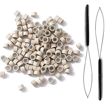 US Silicone Lined Nano Rings Micro Beads Hair Extensions Loop Puller Needle Tool • $4.55