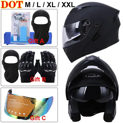DOT Dual Visor Helmet Adult Flip Up Modular Full Face ATV Motorcycle + Gift(Opt) • $59.99