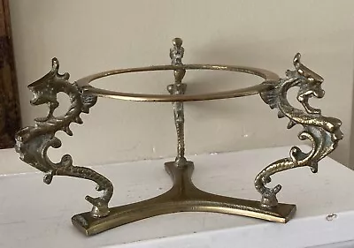 Vintage 3 Dragon Brass Display Stand Bowl/Crystal Ball Holder BOHO Chic • $23