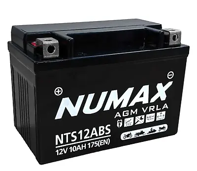 NUMAX NTS12ABS  ( YT12A-BS ) MOTORBIKE / QUAD BATTERY - Sealed & Activated • £36.89