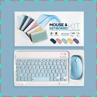 Wireless Bluetooth Keyboard Mouse Rechargeable Square Button For PC Ipad Mac • $26.28