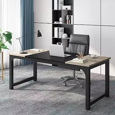 Tribesigns 70.8”Executive Desk Large Office Computer Desk With Thicken Frame M • $196.45