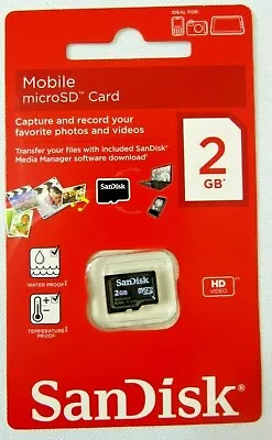 Sandisk MicroSD Card 2 GB Mobile With Adapter And Clear Case Holder • $12.89