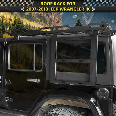Roof Rack Cargo Basket W/ Double Ladders For 2007-2018 Jeep Wrangler JK 4Dr • $355.19