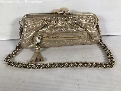 Marc Jacobs Womens Gold Faux Leather Italy Chain Strap Travel Shoulder Bag Small • $64.99