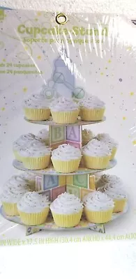 Baby Shower Cupcake Stand Gender Reveal Unisex Holds 24 Cupcakes Wilton  • $16.99