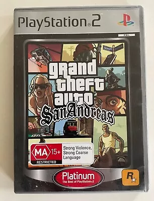 Grand Theft Auto San Andreas + POSTER PS2 PlayStation 2 Complete Good Condition • $30
