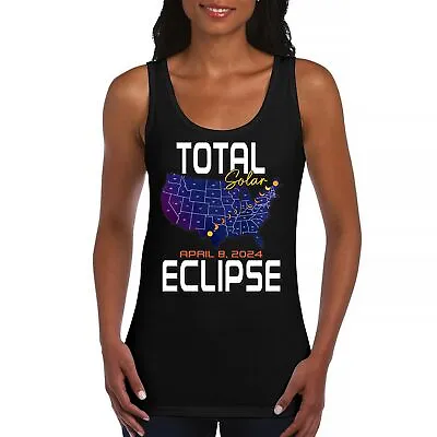 Total Solar Eclipse Map Women's Tank Top April 8 2024 Watch Party Sun Moon • $19.95