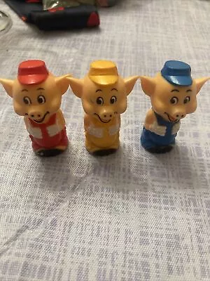 Vintage 1970s Walt Disney 2  Three Little Pigs Pencil Topper Mini Figure Set • $11.69