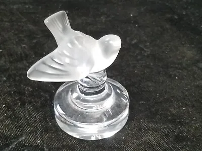 Signed Lalique France Frosted Sparrow Bird Clear Base 2-3/4  High Figure • $42.71