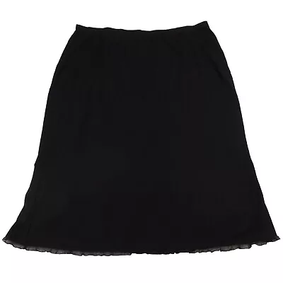 J JILL Black Jersey Knit Ruffle Hem Pull On Midi Skirt Size 4x Classic Stretch • $22.99