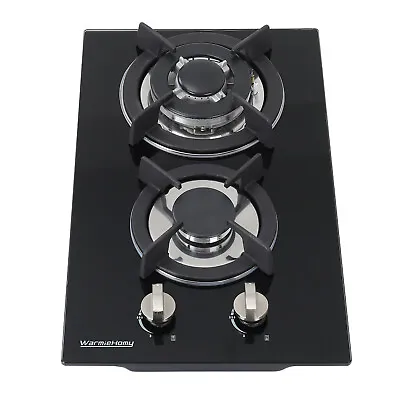 30cm Built-in 2 Burner Gas On Glass Hob-Cast Iron Stands RV Camping Kitchen • £99.95