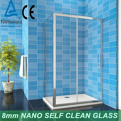 Shower Enclosure Walk In Sliding Door Cubicle Side Panel And Tray 8mm NANO Glass • £269