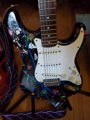 $210 • Buy VERY Unique Hand Painted Relic Strat Partscaster With CUSTOM WIRING *READ INFO*!