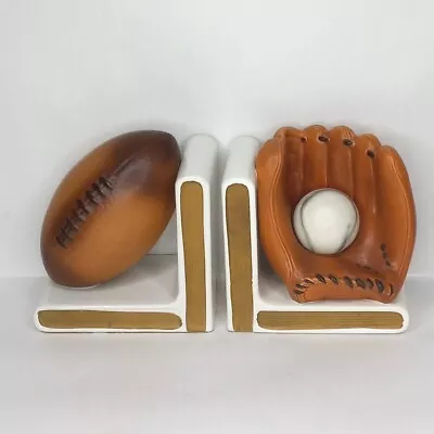 Vintage Lefton Ceramic Baseball Glove & Ball Football Sport Themed Book Ends • $15