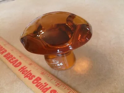 Vintage Viking Amber Art Glass Mushroom Paperweight - 3  Top - 2.25  Tall • $85