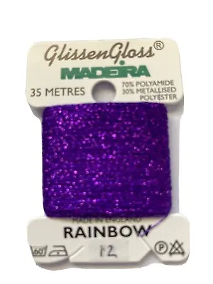 Madeira Glissen Gloss Metallic Thread Rainbow Violet Purple 35m • £2.25
